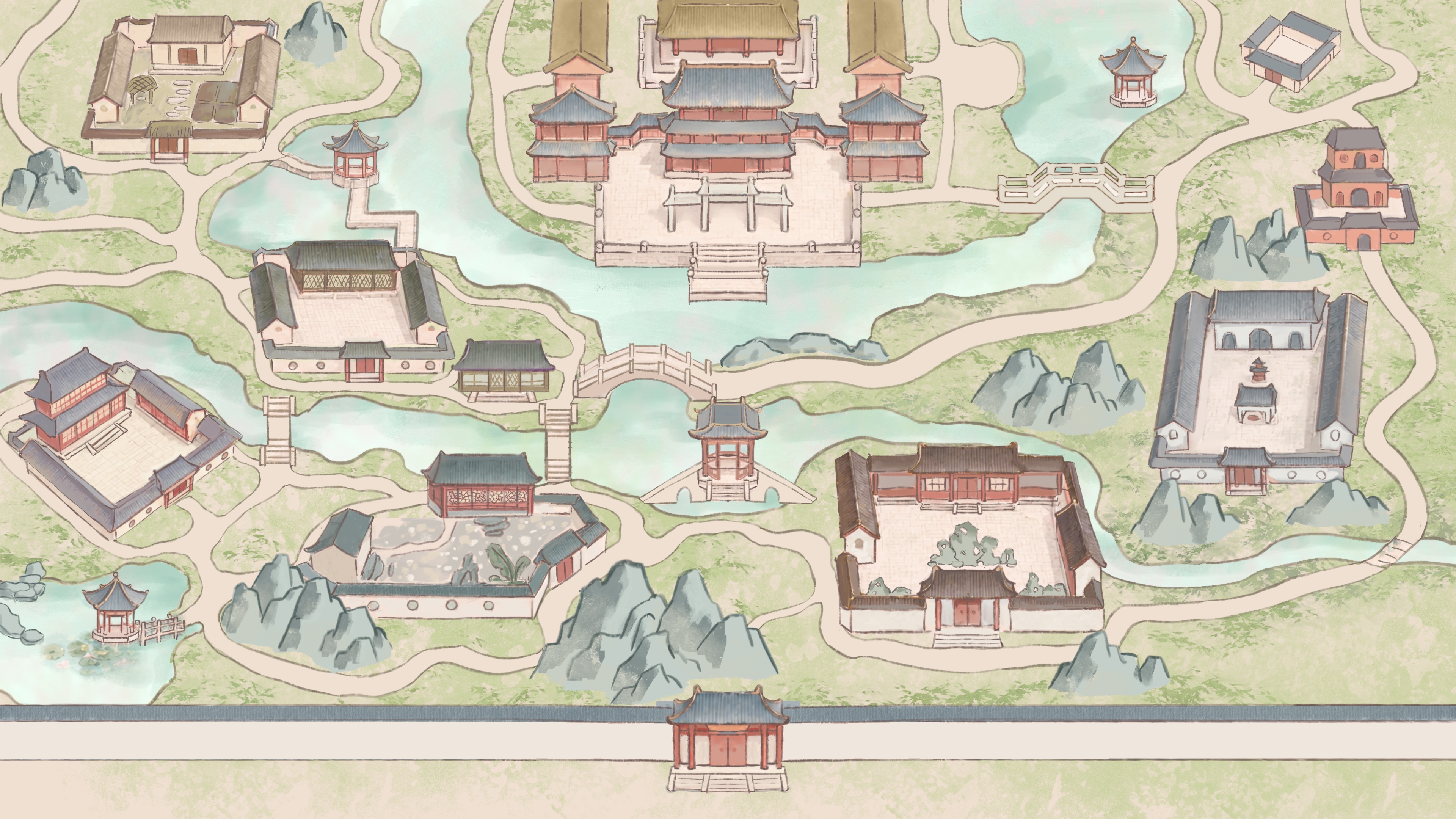 园中各处院落已经建成